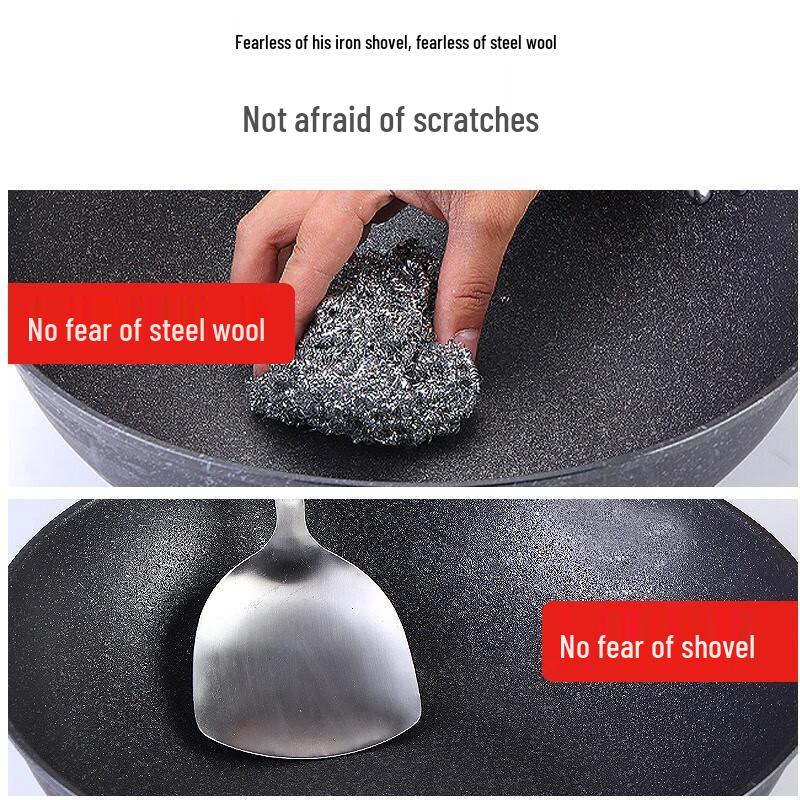 Корейский вок Wutuo из маifan-камня с антипригарным покрытием, 34 см, с крышкой