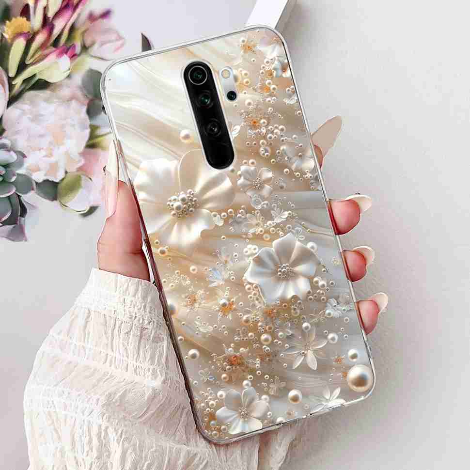 For Xiaomi Redmi Note 8 Pro 6.53" Case Luxury Flower Bow Soft Silicone TPU Cover For Redmi Note8 Pro note 8pro Shockproof Shell