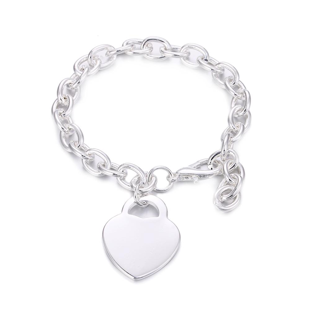 Браслет-подвеска из стерлингового серебра 925 пробы в форме сердца Свадебные модные украшения