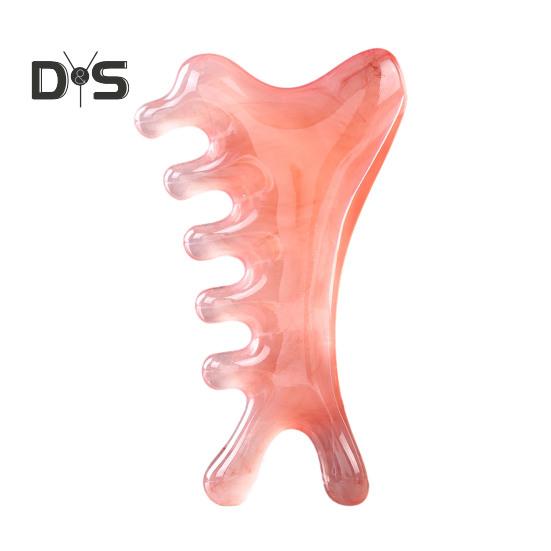 Массажер для кожи головы 4-в-1, расческа с широкими зубьями, смоляной инструмент Гуаша для терапии головы и лица, акупрессура и стимуляция меридианов