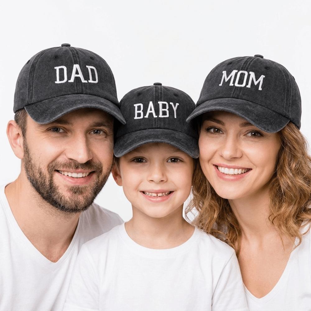 Хлопковые Бейсболки для Родителей и Детей Винтажные Уличные Шляпы от Солнца Вышитые Кепки DAD MOM BABY