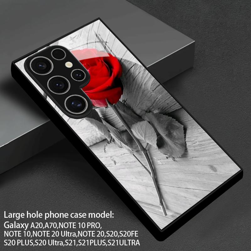 Чехол для телефона 2D с рисунком красной розы для Samsung S26 S25 S24 S23 S22 S21 S20 A56 A55 A36 Защитная крышка из закаленного стекла