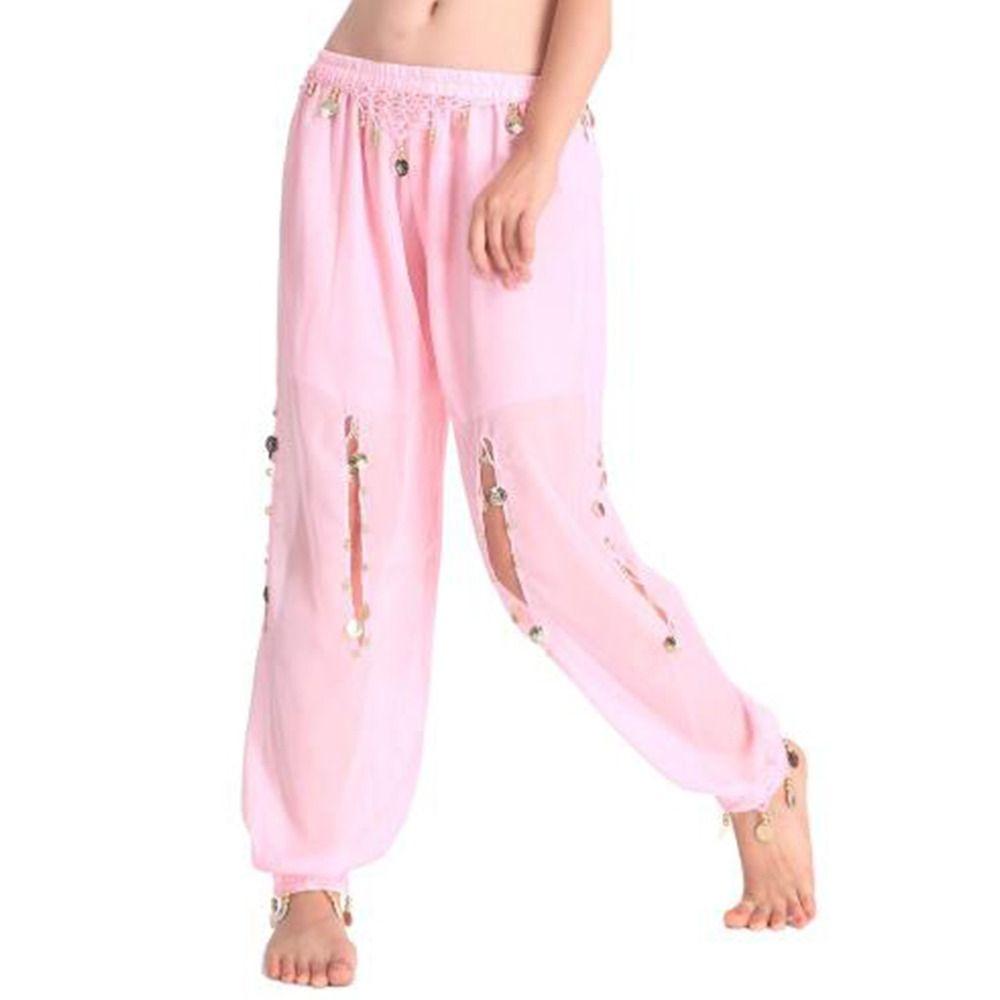 1pcs Belly Dancing Trousers Women Chiffon Bloomers Shiny Sequins Tassels Dancing Pants Show Costumes