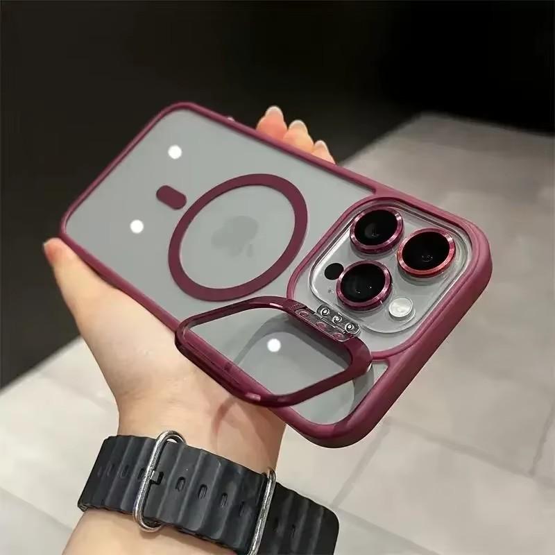 Для iPhone 17 Pro Max Роскошный Магнитный Ударопрочный Чехол Для iPhone 15 14 13 12 16 Pro Max Magsafe С подставкой Защитная крышка для стеклянной линзы