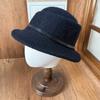 French retro wool blended top hat women's autumn and winter fine leather strip decoration irregular brim basin hat warm women's hat