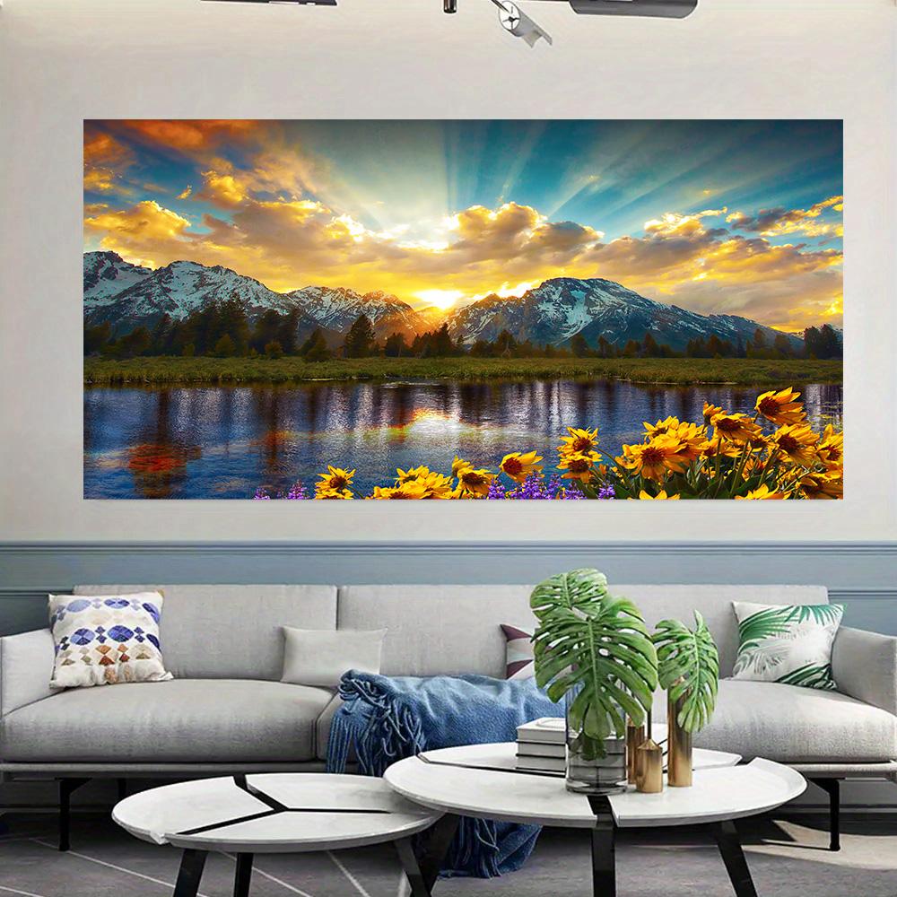 Скандинавский пейзаж на холсте, озеро, лес, горный пейзаж, настенное искусство, декор, постеры для гостиной, спальни, принты, картина