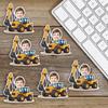 20pcs Personalized Construction With Face Paper Sticker Customized Excavator Stickers Kids Birthday Sealing Labels Party Supply