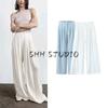 Autumn New Women Clothes French Style Simple Design Drape Mid-High Waist Loose Casual Long Wide-Leg Pants