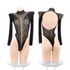 Large size European and American sex underwear long-sleeved mesh clothes uniform temptation one-piece stockings tight sexy mesh clothes