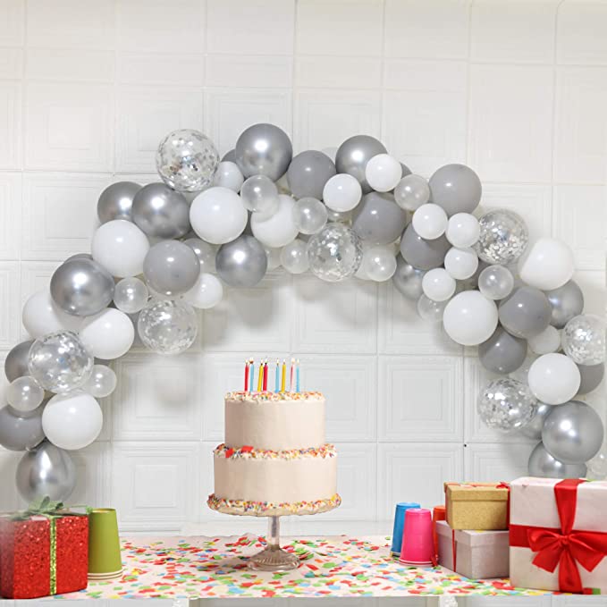Metallic silver chrome balloons party anniversary decoration 100 pieces