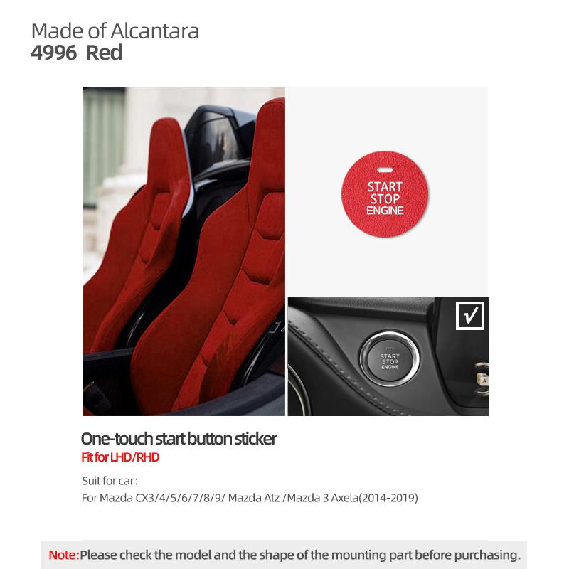 Made of Alcantara Betterhumz For Mazda 3 Axela CX-3 CX-4 CX-8 2014- Engine Start Stop Trim Stickers Car Interior Accessories