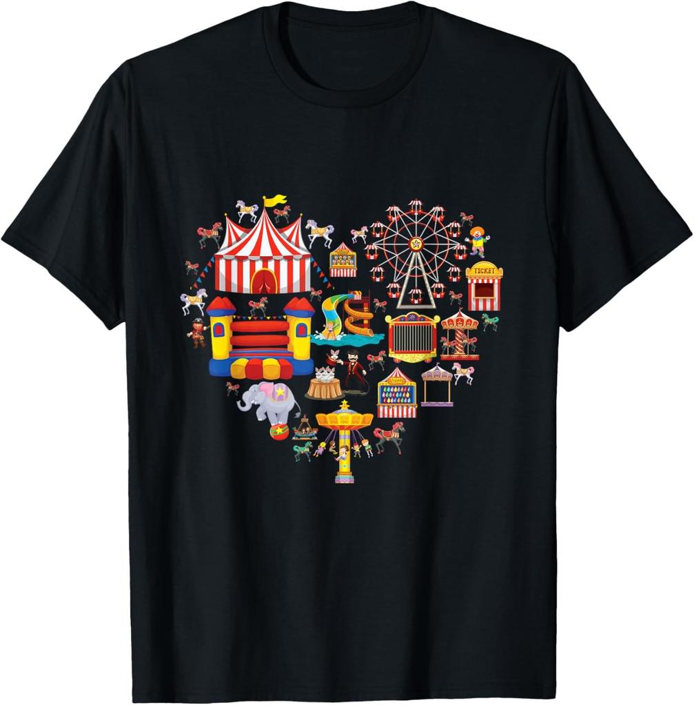 Circus love heart Ringmaster party circus men women kids boy T-Shirt