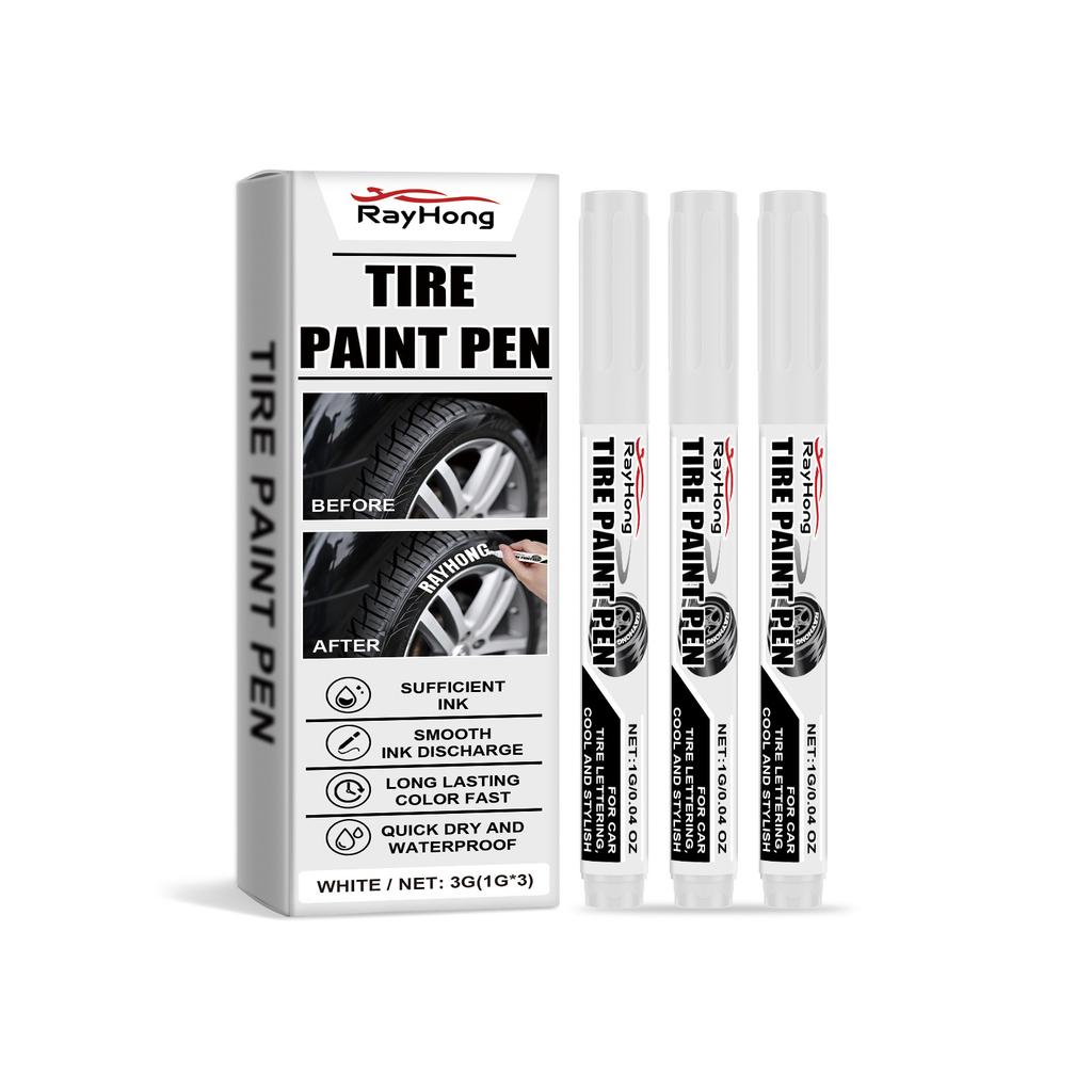 6pcs White Waterproof Cars Wheel Tire Oily Mark Pen Auto Rubber Tyre Paint Pen Cd Metal Permanent Paint Marker Graffiti Touch Up