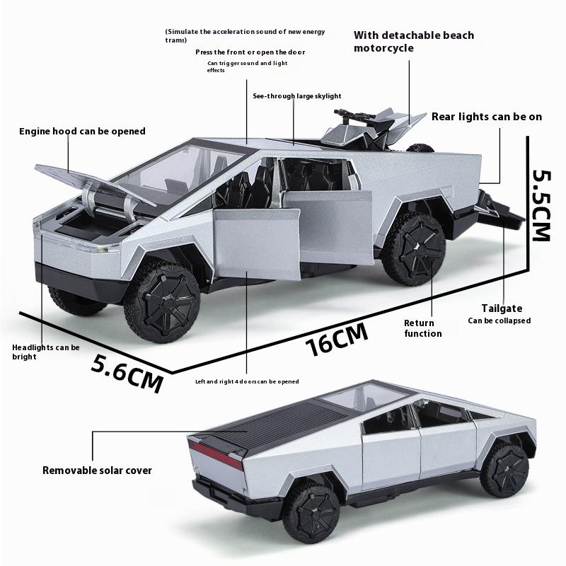 1/32 Tesla Cybertruck Пикап Сплав Литье под давлением Модель Автомобиля Звук и Свет Хобби Коллекция Декорация для Витрины Детская Игрушка Украшения Подарок
