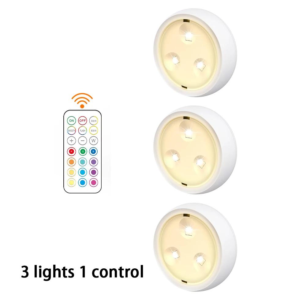 13 Colors Battery Powered LED Wall Light Ceiling Light, LED Light with Remote Control for Bedroom Kitchen Cabinet Light