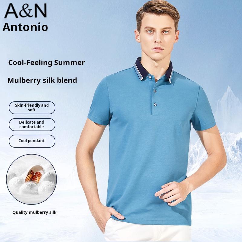 Men's Polo Shirt Mulberry Silk Short Sleeve T-shirt
