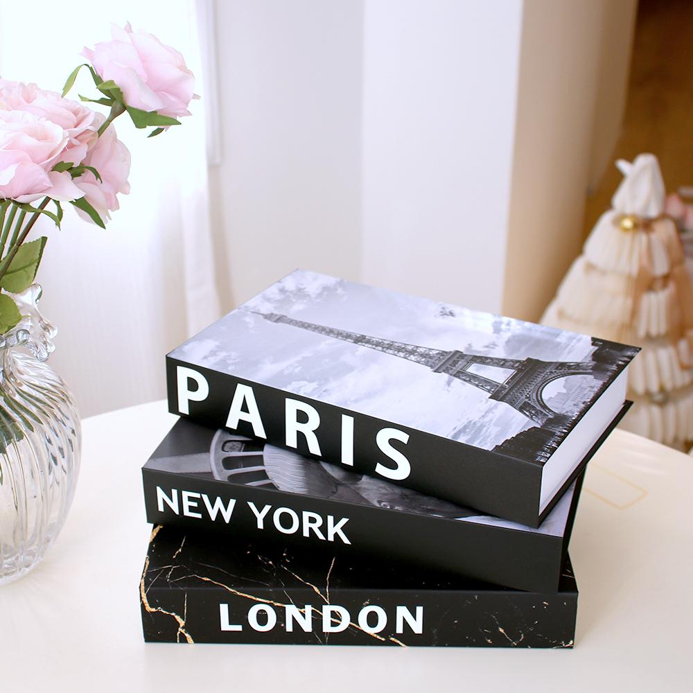 3Pcs/Set Fake Books Set for Decoration Coffee Table Ornaments Modern Home Decoration Luxury Faux Books Set London New York Paris
