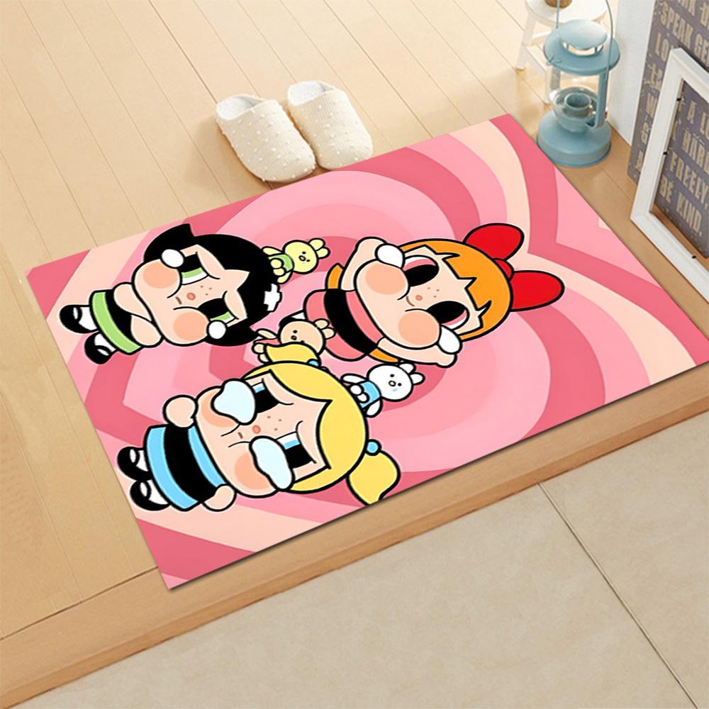 Powerpuff Girls Bubbles' Flight rug for living rooms, bedrooms, home décor, and as gifts.