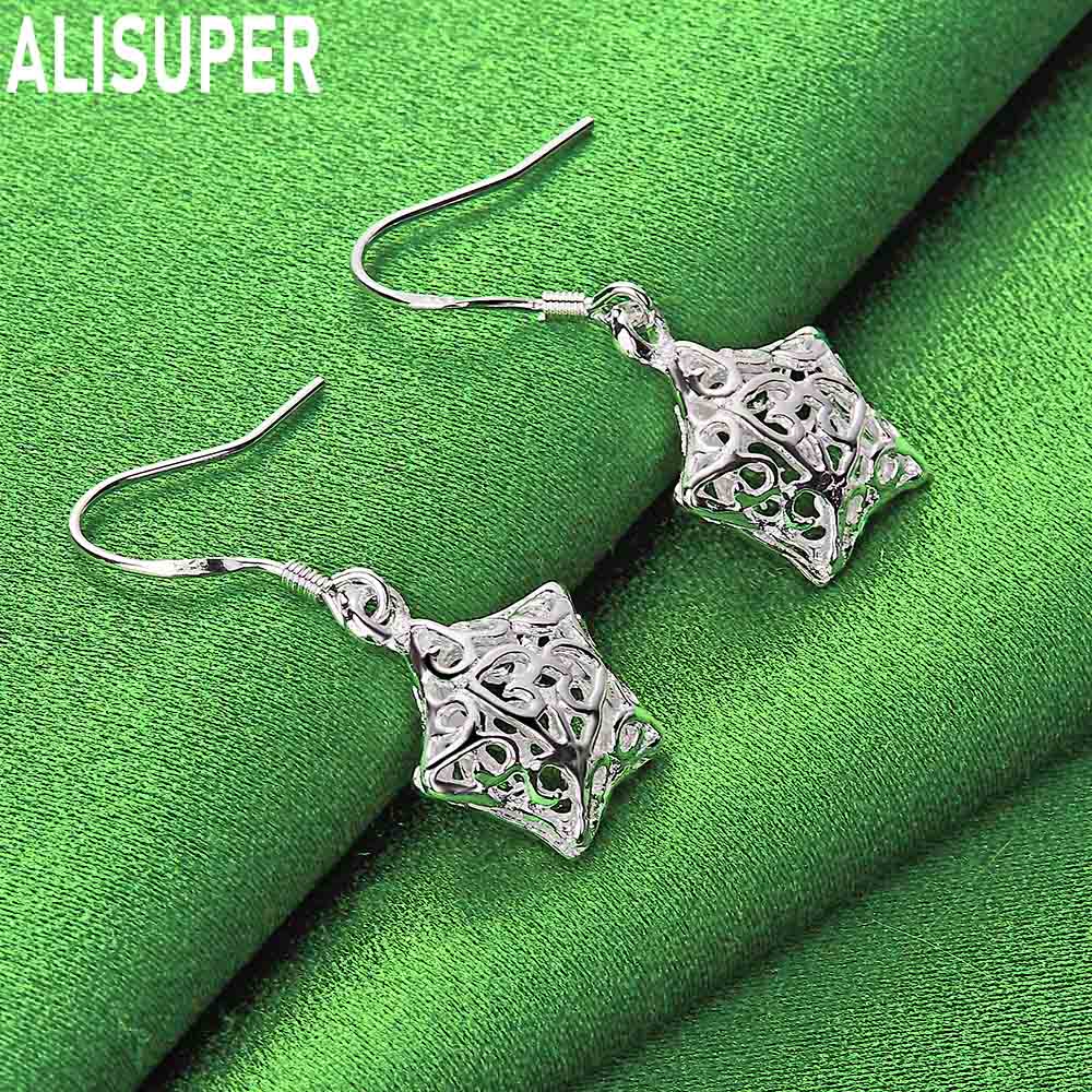 Серьги-подвески для пирсинга в форме полой звезды из стерлингового серебра 925 пробы, модные свадебные украшения