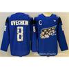 Mens Retro Embroidered Ice Hockey Jersey Team Uniform Training Shirt With Player Name Ovechkin Wilson