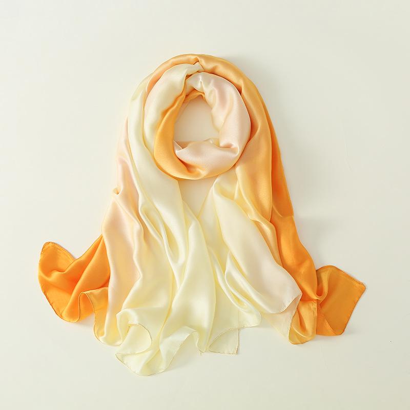 18 цветов новый градиентный шелковый шарф переходного цвета новый атласный шарф платок темперамент длинный женский платок сплошной цвет доступен для всех сезонов