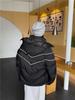 Men's American Style Black Hooded Jacket: Reflective Stand Collar, Winter Cotton, Casual Loose Fit.