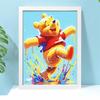 DIY Diamond Painting Kit with Frame,Happy Winnie Full Circle Mosaic 5D DIY Cross Stitch Kit Home Decoration with Frame, Handicraft Hobby Collection
