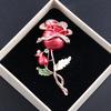 Rose Flower Brooch Pin Female High End Alloy Inlaid Rhinestone Clothing Accessories