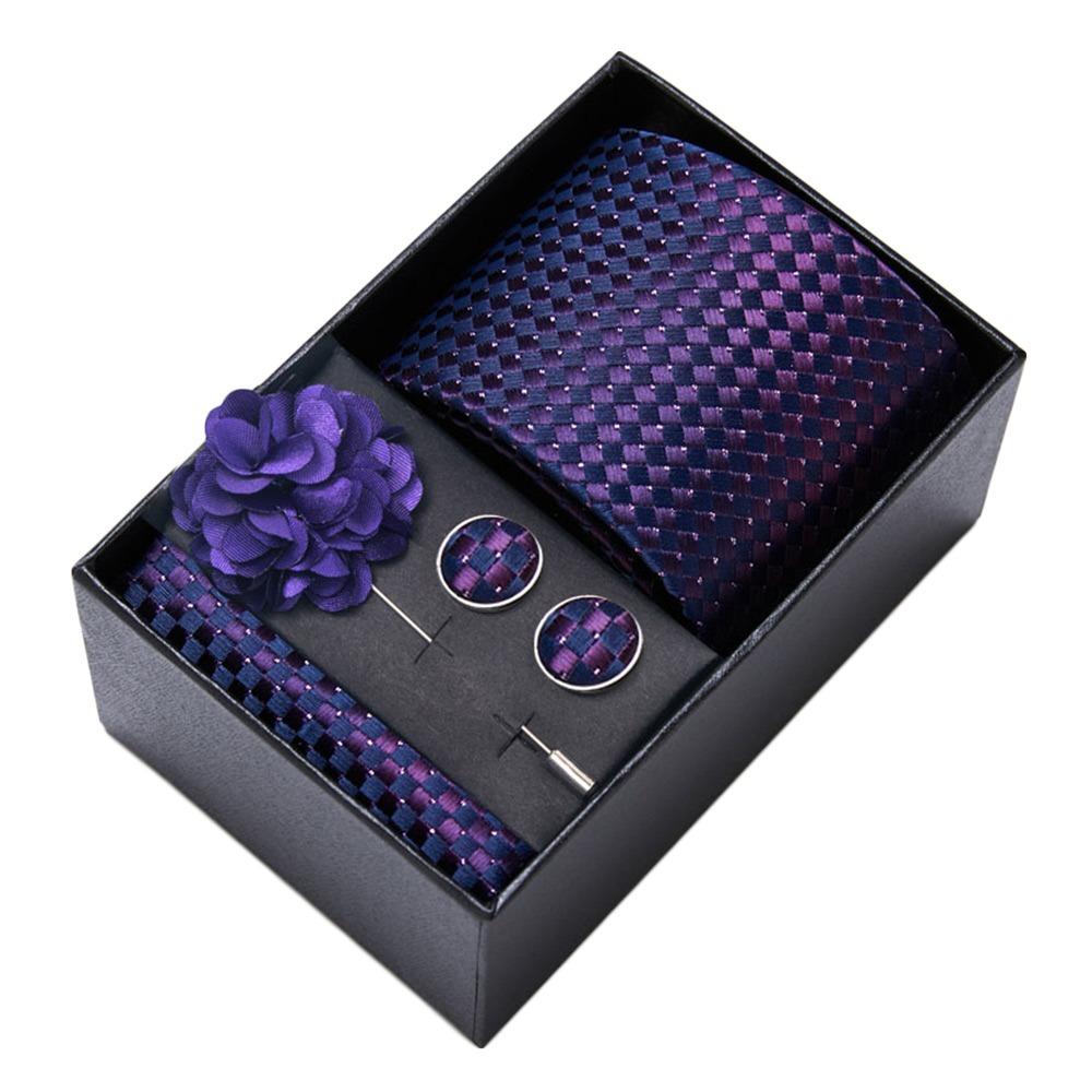 4Pcs/Set Luxury Hanky Cufflinks Paisley Men's Suit Lapel Flowers Pocket Square Groom Formal Suit