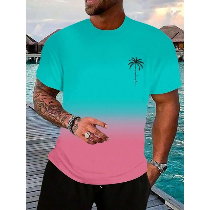 Summer Casual Everyday Men's Short Sleeve Top Hawaiian Men's Fashion T-shirt Outdoor Beach Men's Crew Neck T-shirt 3D Print