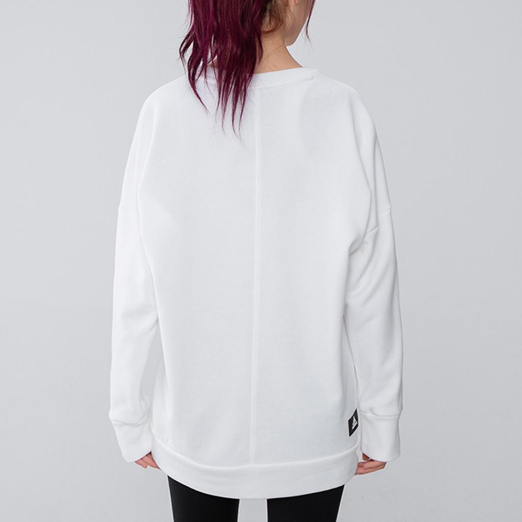 Adidas Спортивная толстовка средней длины с большим логотипом и круглым вырезом, женские топы, белые H57333