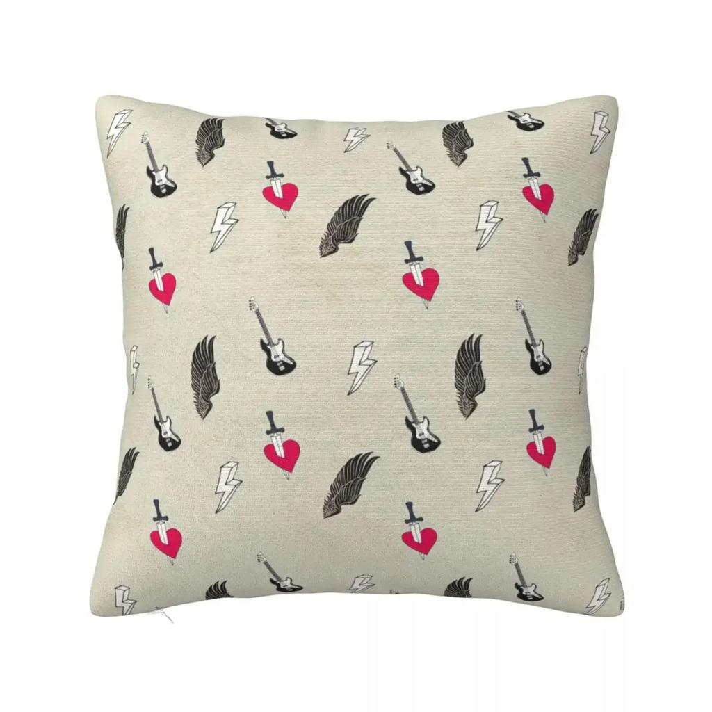 Skull Rock Music Grunge Pattern Pillowcase Polyester Cushion Cover Decorative Pillow Case Cover Home Square
