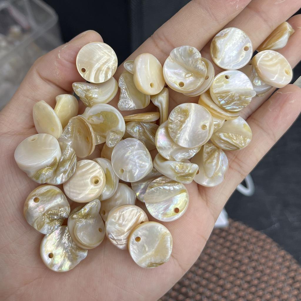 20Pcs, Natural Shell Beads with Hole, Boho Round Loose Beads, 15mm, for DIY Necklace Bracelet Accessories, Jewelry Making Crafts, Christmas Gifts