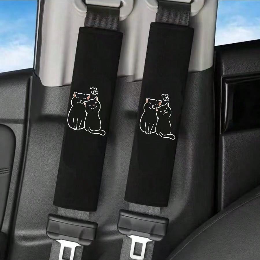 2PCS Two Love Cat Car Shoulder Protector Soft and Comfortable Car Seat Belt Protective Cover Universal
