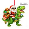 Santa Riding Dinosaur Ornament Funny Santa Claus Acrylic Hanging Decoration Novelty Dino Christmas Tree Ornament for Kids Boys Men