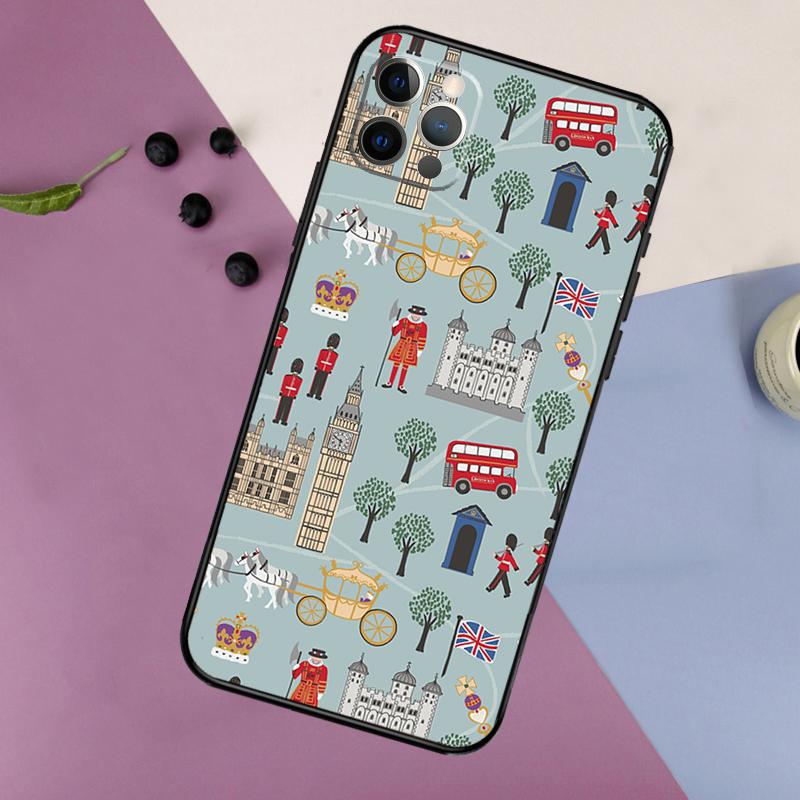 London Red Bus Big Ben Phone Case For iPhone 17 16 15 14 11 12 13 Pro Max Plus 12 13 mini 16e 17 Air Bumper Cover