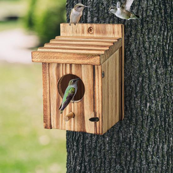 Bird Nest Box Waterproof Wooden Bird Nest Chickadee Nesting Box Bird House Outdoor Bluebird Box for Wrens Swallows Finches