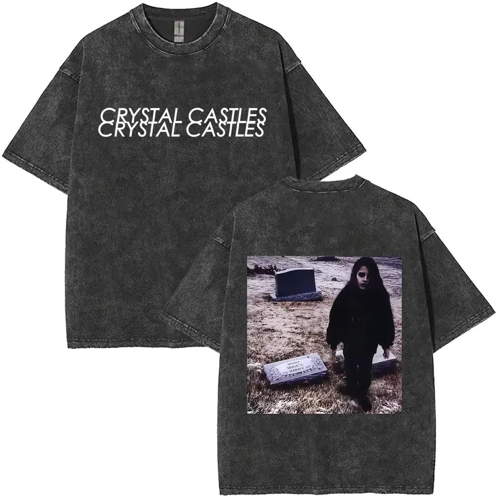 Crystal Castles Музыкальный Альбом II Двусторонний Летний Хлопок С Принтом Стиранная Футболка Кислотной Стирки Высококачественная Мягкая