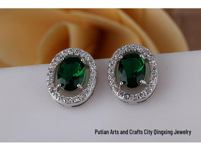 Hot-Selling Retro Oval Stud Earrings with AAA Zircon - Perfect Birthday Gift