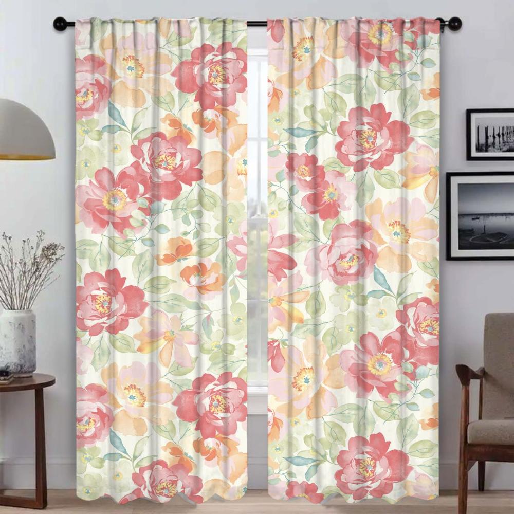 Curtains for Living Room Curtain for Room 2 Panel Beauty Flowers Home Interior Curtains Shades Partition Halloween Decoration