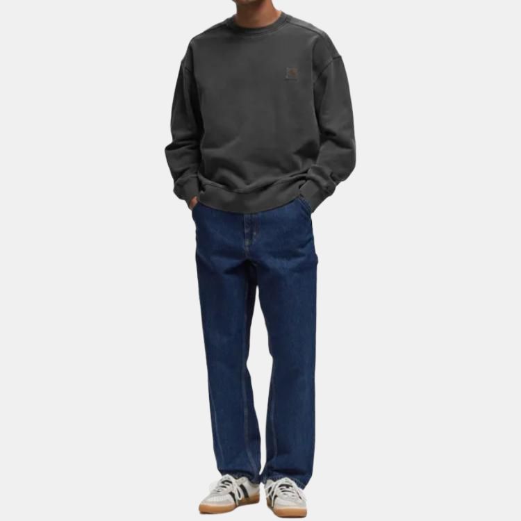 Carhartt WIP Однотонная толстовка с круглым вырезом, повседневная, свободного кроя, с длинным рукавом, мужская, серая I029957-98-GD