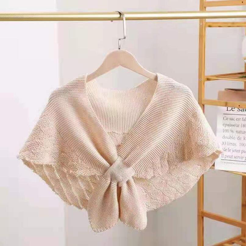 Women's Sweet Crochet Lace Tassels Knit Wide Collar Cape Shawl