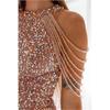 Off Shoulder Gold Sequin Dress Short Party Bodycon Dress Women Sexy Evening Dress