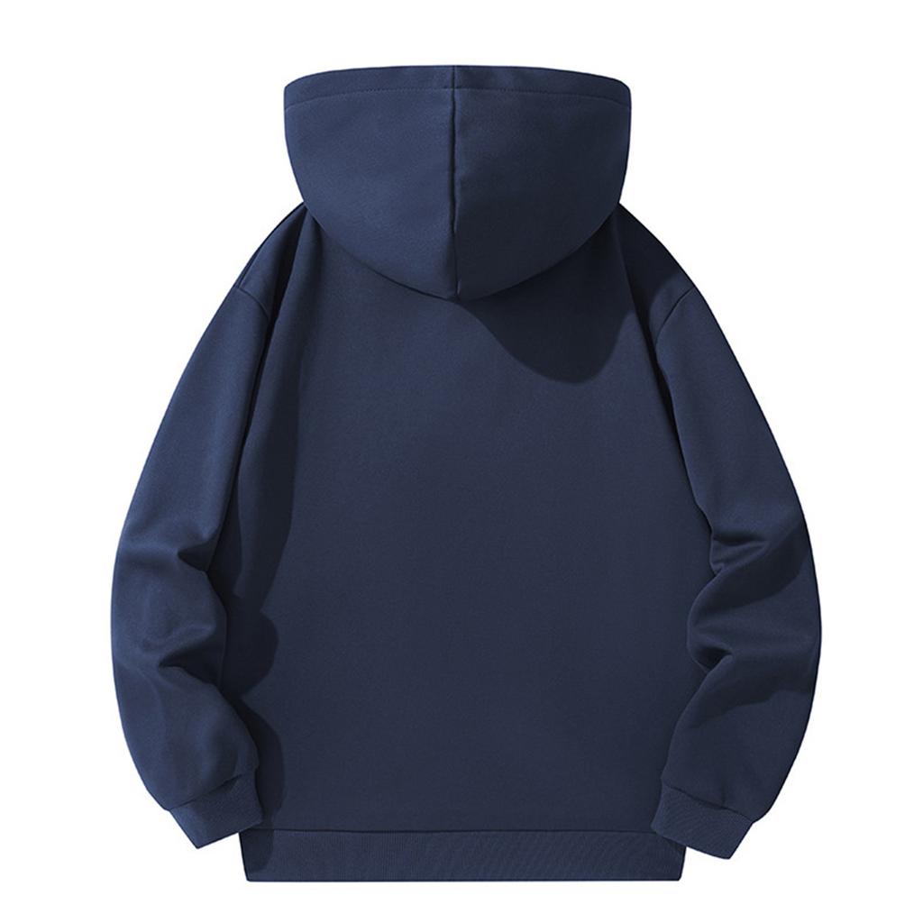 Мужская повседневная толстовка с капюшоном на молнии до середины, однотонная, свободного кроя, спортивная