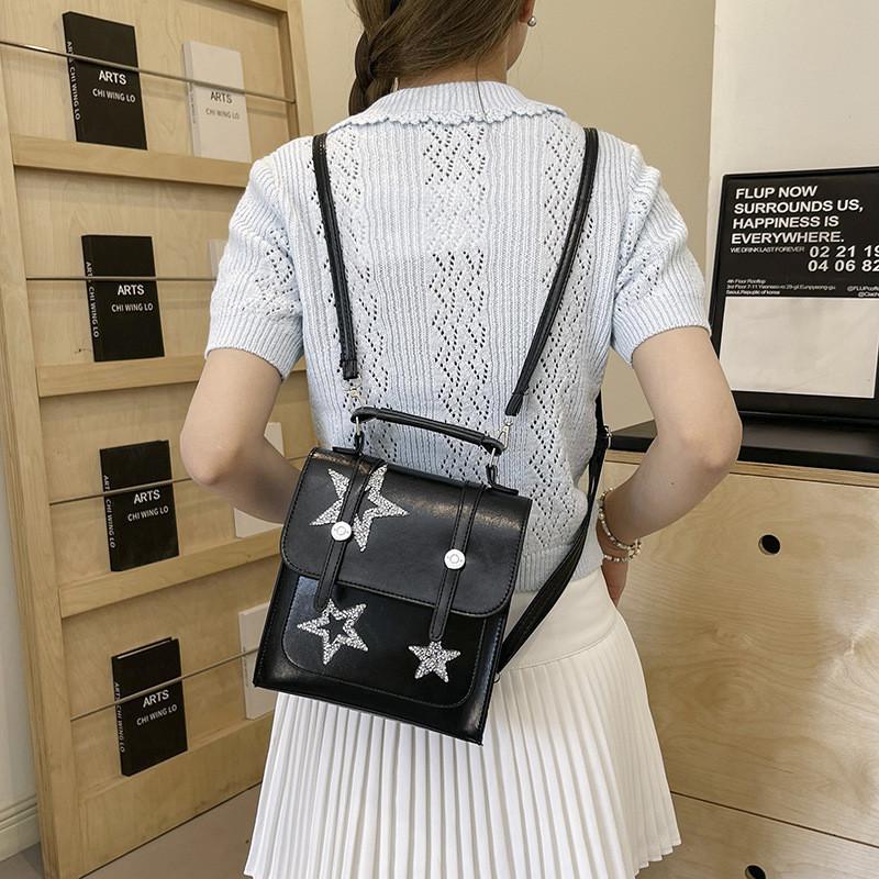 Stylish Casual Retro Large Capacity Backpack 2024 Summer Minimalist Design In Black Silver Cream