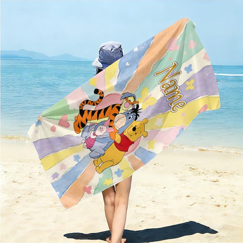 Personalized Winnie Pooh Adventure Beach Towel Microfiber Beach Towel Thin Absorbent for Beach Swimming Yoga Bath Sports. 0910369