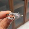 New New Trendy 2Pcs Bridal Sets Wedding Rings for Women Paired Design Creative Accessories Party Engagement Statement Jewelry
