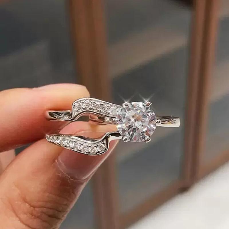 Новые модные свадебные комплекты из 2 предметов, обручальные кольца для женщин, парный дизайн, креативные аксессуары, эффектные украшения для вечеринки, помолвки