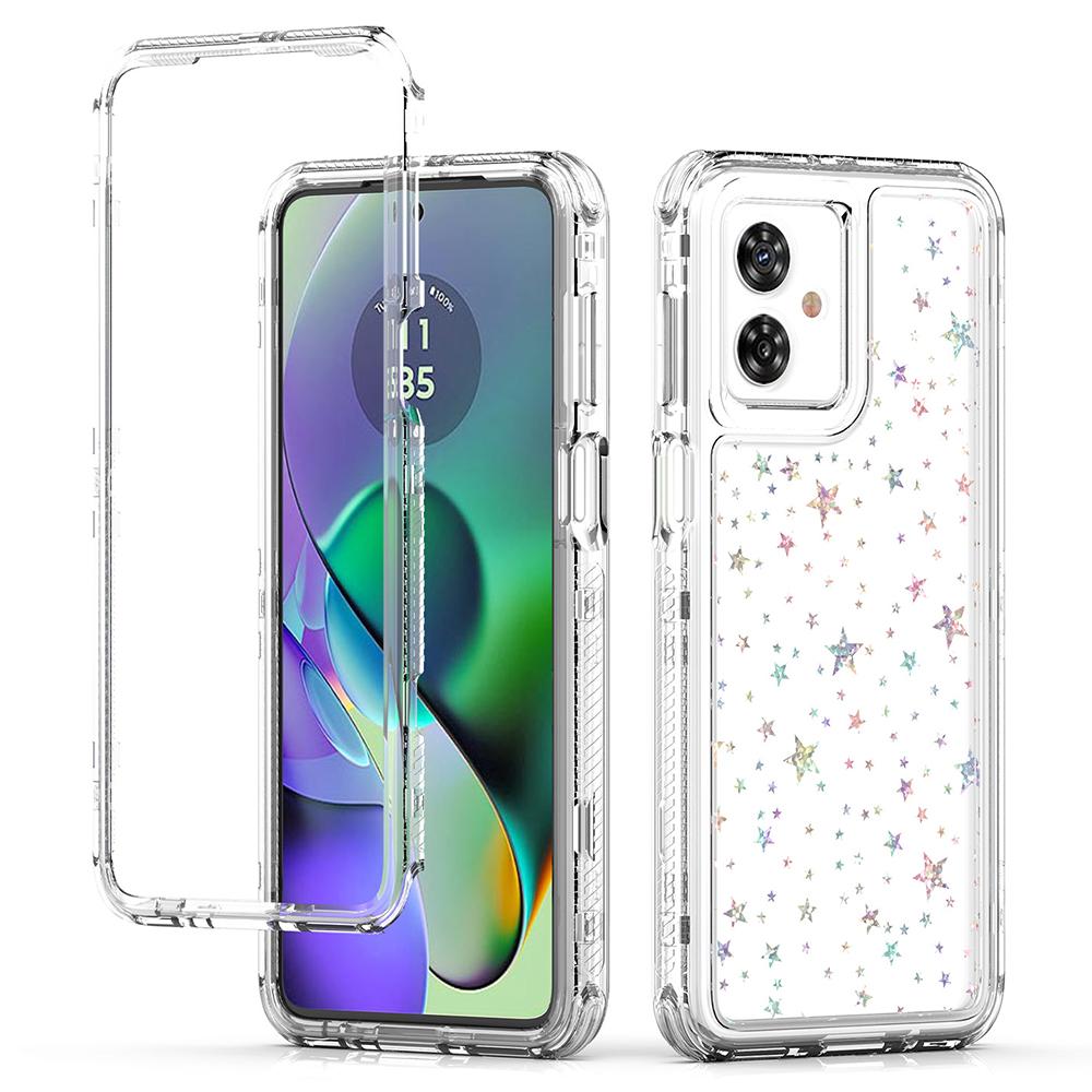 For Motorola Moto G54 5G/G55 5G Case Precise Cutouts Acrylic TPU Clear Phone Cover with Laser-printed Film