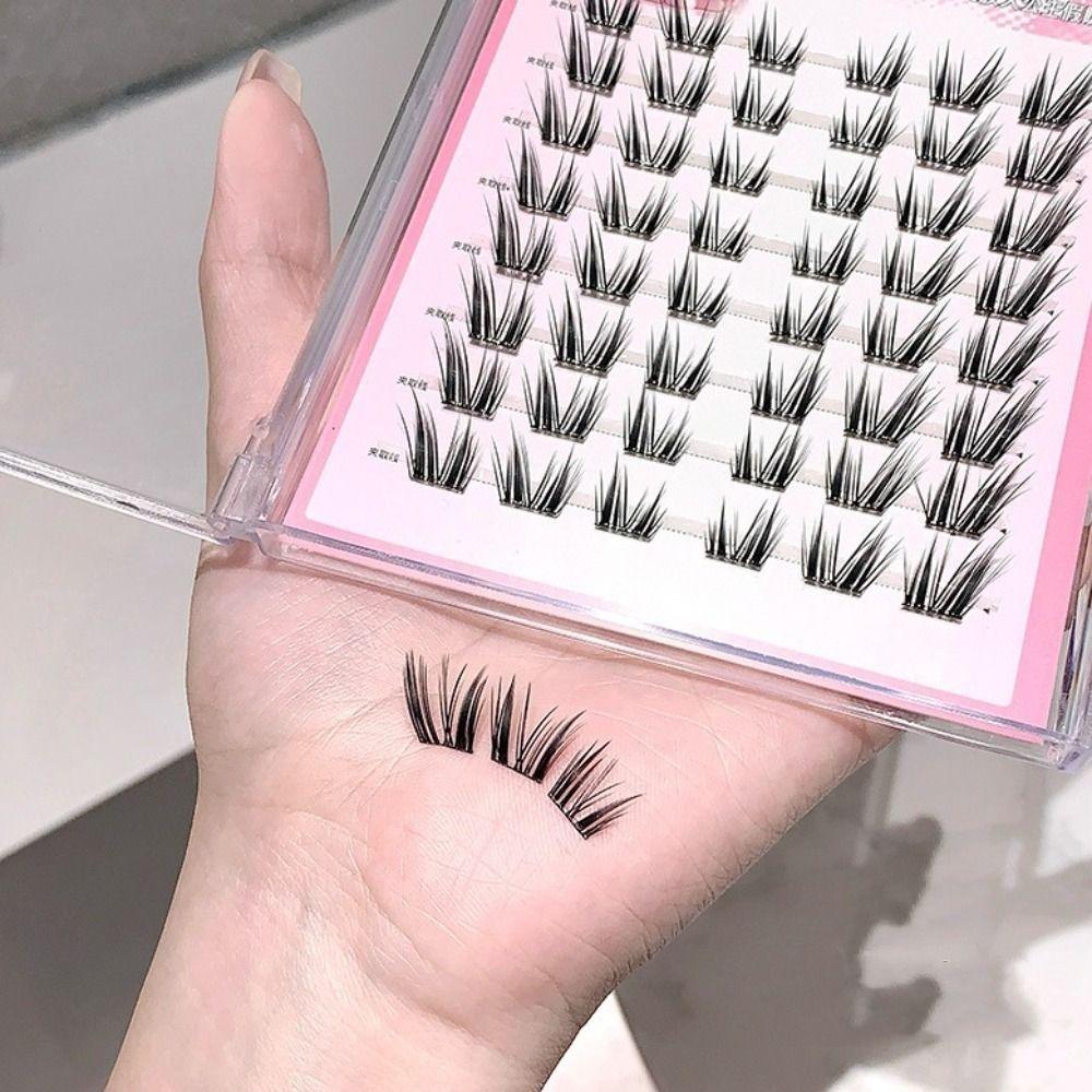 Тонкие самоклеящиеся пучки ресниц своими руками пучки накладных ресниц симпатичные бесклеевые накладные ресницы макияж